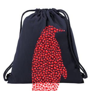 Heart Shape Love Penguin Bird Valentine's Day Cute Gift Drawstring Bag