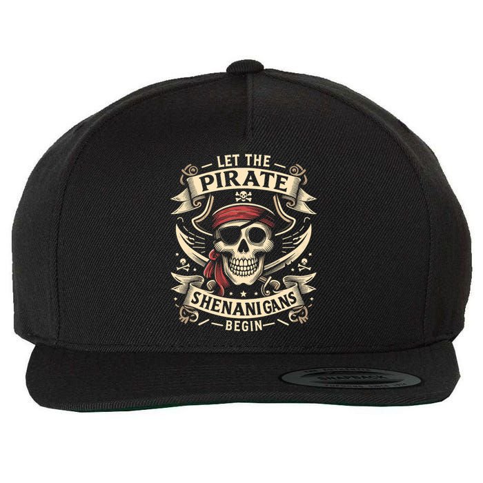 Halloween Skull Let The Pirate Shenanigans Begin Wool Snapback Cap