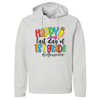 Hello Summer Last Day Of School 1st Grade Teacher Performance Fleece Hoodie