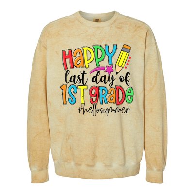 Hello Summer Last Day Of School 1st Grade Teacher Colorblast Crewneck Sweatshirt