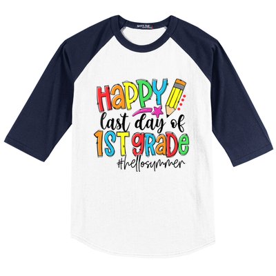 Hello Summer Last Day Of School 1st Grade Teacher Baseball Sleeve Shirt