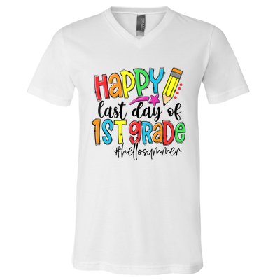 Hello Summer Last Day Of School 1st Grade Teacher V-Neck T-Shirt