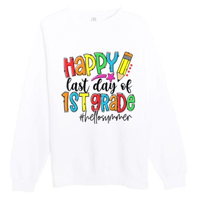 Hello Summer Last Day Of School 1st Grade Teacher Premium Crewneck Sweatshirt