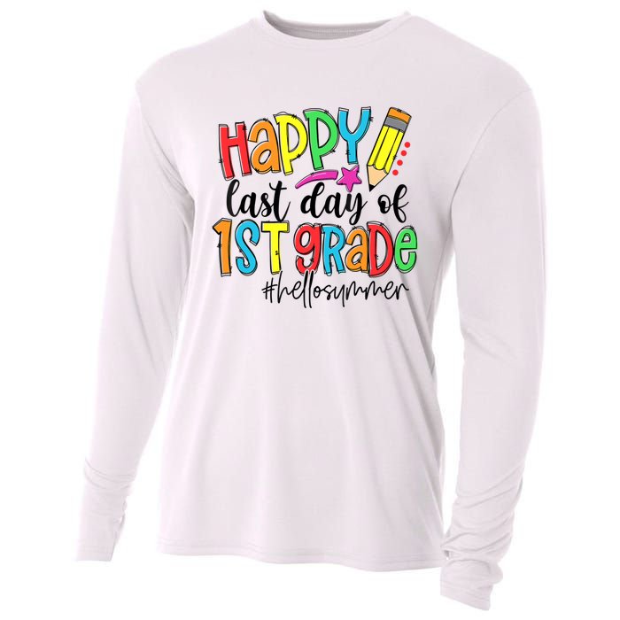 Hello Summer Last Day Of School 1st Grade Teacher Cooling Performance Long Sleeve Crew