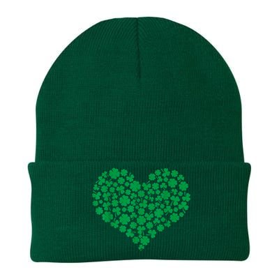 Heart Shamrock Lucky St Patricks Day Women Knit Cap Winter Beanie