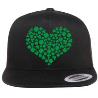 Heart Shamrock Lucky St Patricks Day Women Flat Bill Trucker Hat