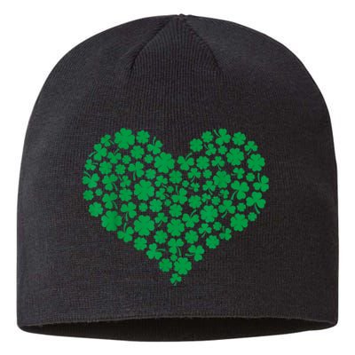 Heart Shamrock Lucky St Patricks Day Women Sustainable Beanie