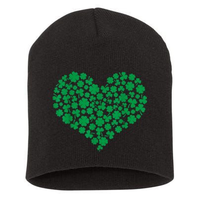 Heart Shamrock Lucky St Patricks Day Women Short Acrylic Beanie