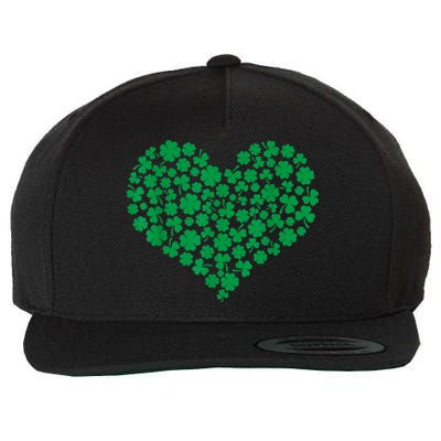 Heart Shamrock Lucky St Patricks Day Women Wool Snapback Cap