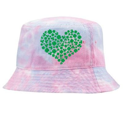 Heart Shamrock Lucky St Patricks Day Women Tie-Dyed Bucket Hat