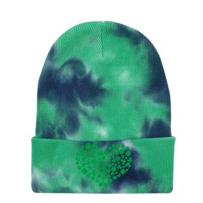 Heart Shamrock Lucky St Patricks Day Women Tie Dye 12in Knit Beanie