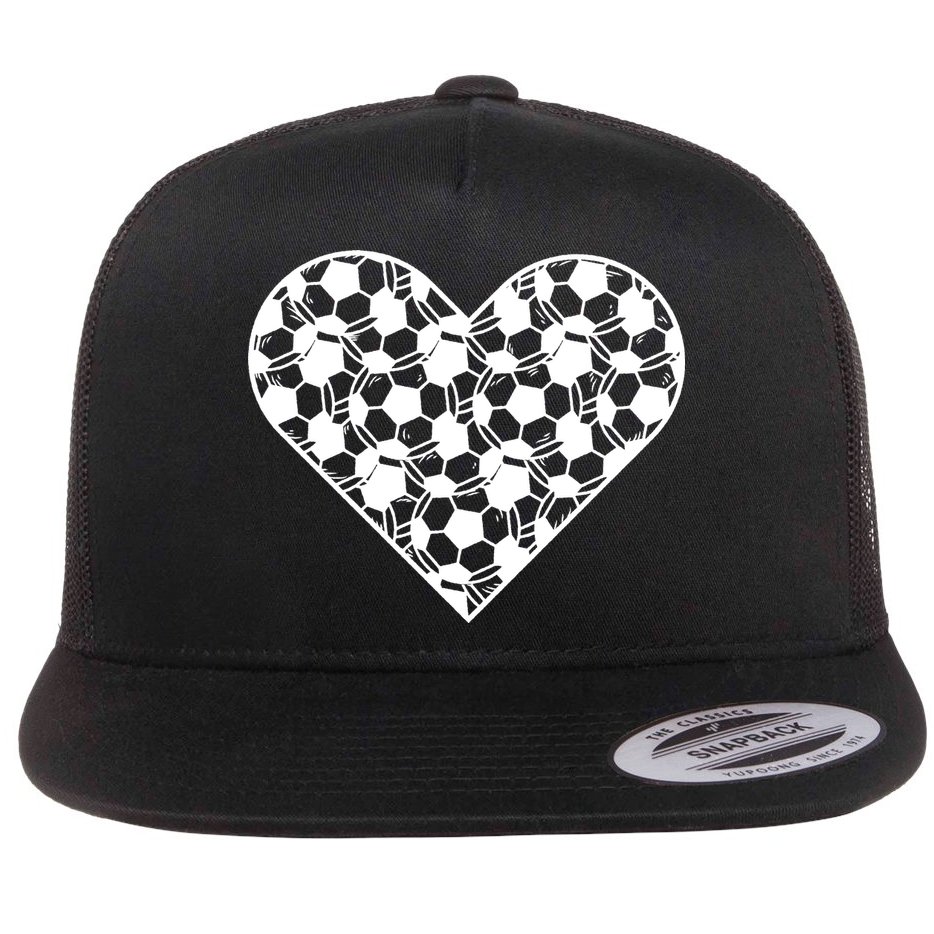 Heart Soccer Lover Flat Bill Trucker Hat