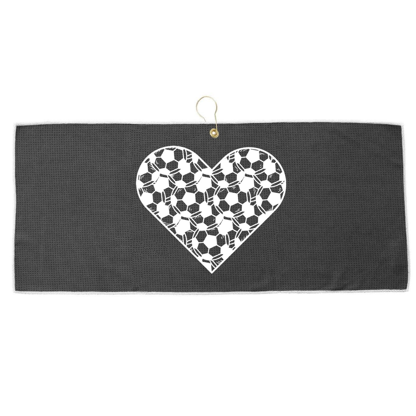 Heart Soccer Lover Large Microfiber Waffle Golf Towel