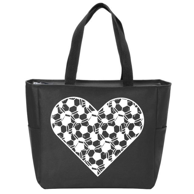 Heart Soccer Lover Zip Tote Bag