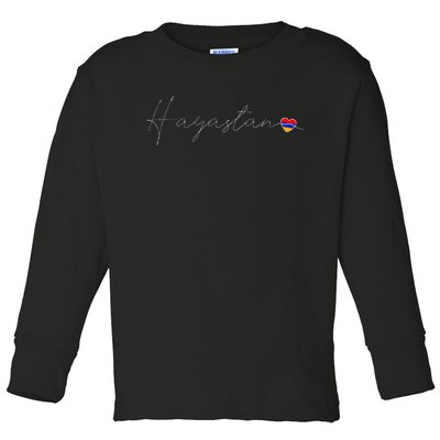 Hayastan Simple Love Armenian Flag Heart On Armenia Toddler Long Sleeve Shirt