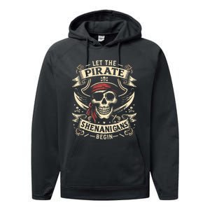 Halloween Skull Let The Pirate Shenanigans Begin Performance Fleece Hoodie