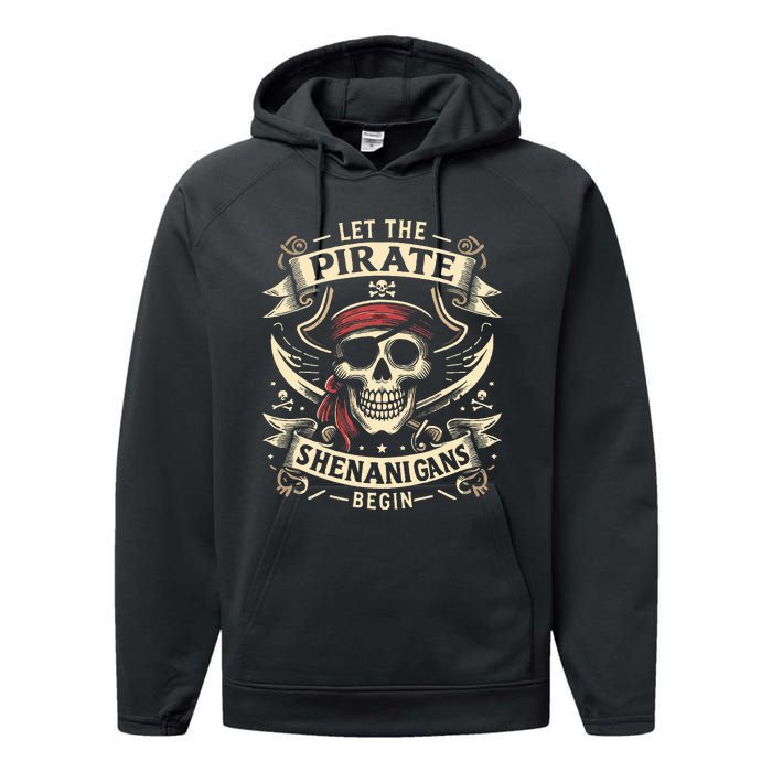 Halloween Skull Let The Pirate Shenanigans Begin Performance Fleece Hoodie