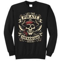 Halloween Skull Let The Pirate Shenanigans Begin Tall Sweatshirt