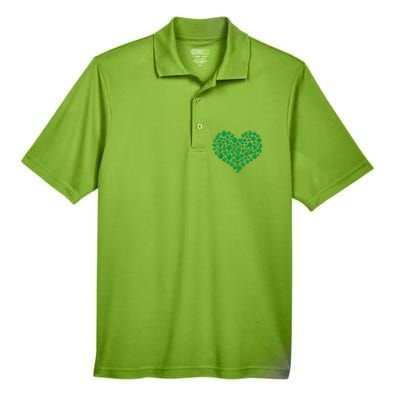 Heart Shamrock Lucky St Patricks Day Men's Origin Performance Pique Polo