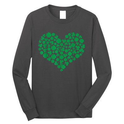 Heart Shamrock Lucky St Patricks Day Long Sleeve Shirt