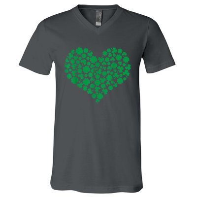 Heart Shamrock Lucky St Patricks Day V-Neck T-Shirt