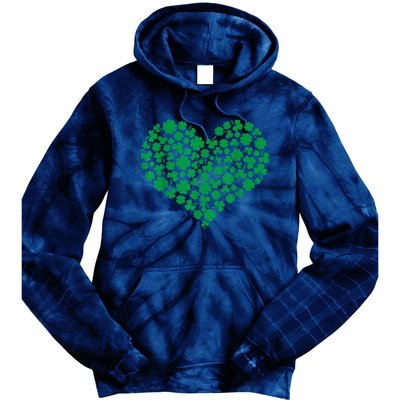 Heart Shamrock Lucky St Patricks Day Tie Dye Hoodie