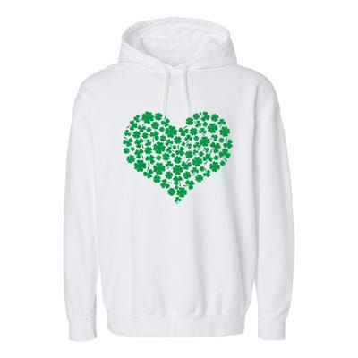 Heart Shamrock Lucky St Patricks Day Garment-Dyed Fleece Hoodie