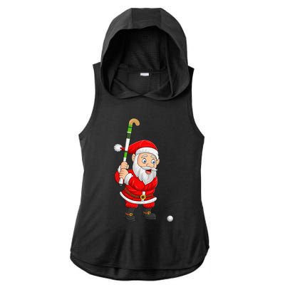 Hockey Sports Lover Santa Playing Hockey Christmas Gift Ladies PosiCharge Tri-Blend Wicking Draft Hoodie Tank