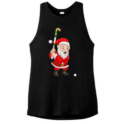 Hockey Sports Lover Santa Playing Hockey Christmas Gift Ladies PosiCharge Tri-Blend Wicking Tank