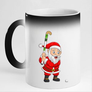 Hockey Sports Lover Santa Playing Hockey Christmas Gift 11oz Black Color Changing Mug