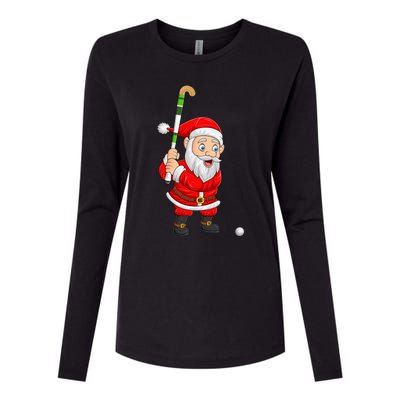 Hockey Sports Lover Santa Playing Hockey Christmas Gift Womens Cotton Relaxed Long Sleeve T-Shirt