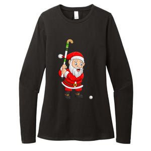 Hockey Sports Lover Santa Playing Hockey Christmas Gift Womens CVC Long Sleeve Shirt