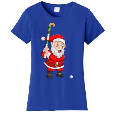 Hockey Sports Lover Santa Playing Hockey Christmas Gift Women's T-Shirt