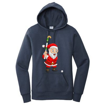 Hockey Sports Lover Santa Playing Hockey Christmas Gift Women's Pullover Hoodie