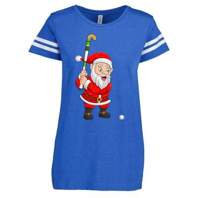 Hockey Sports Lover Santa Playing Hockey Christmas Gift Enza Ladies Jersey Football T-Shirt