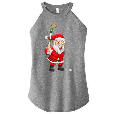 Hockey Sports Lover Santa Playing Hockey Christmas Gift Women's Perfect Tri Rocker Tank