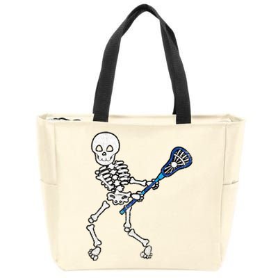 Halloween Skeleton Lacrosse Sport Player Costume Zip Tote Bag