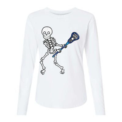 Halloween Skeleton Lacrosse Sport Player Costume Womens Cotton Relaxed Long Sleeve T-Shirt