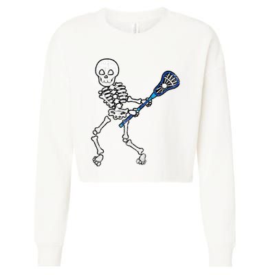 Halloween Skeleton Lacrosse Sport Player Costume Cropped Pullover Crew