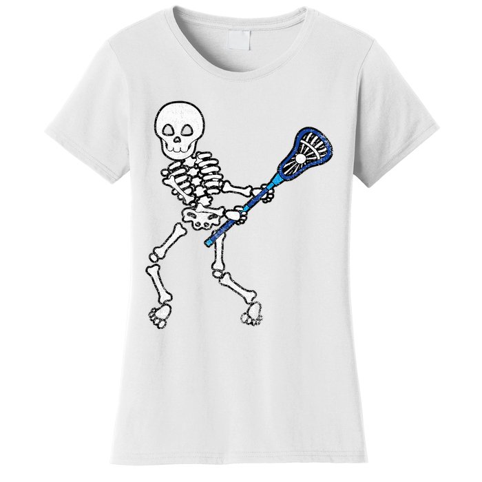 Halloween Skeleton Lacrosse Sport Player Costume Women's T-Shirt