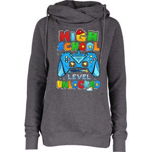 High School Level Unlocked Back To School High School Kid Womens Funnel Neck Pullover Hood