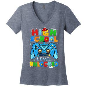 High School Level Unlocked Back To School High School Kid Women's V-Neck T-Shirt