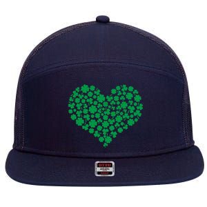 Heart Shamrock Lucky St Patricks Day Women Girl 7 Panel Mesh Trucker Snapback Hat