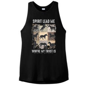 Horse Spirit Lead Me Where My Trust Is Without Borders Ladies PosiCharge Tri-Blend Wicking Tank