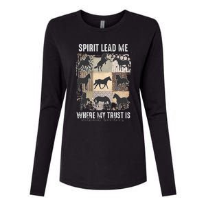 Horse Spirit Lead Me Where My Trust Is Without Borders Womens Cotton Relaxed Long Sleeve T-Shirt