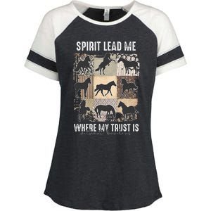 Horse Spirit Lead Me Where My Trust Is Without Borders Enza Ladies Jersey Colorblock Tee