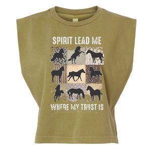 Horse Spirit Lead Me Where My Trust Is Without Borders Garment-Dyed Women's Muscle Tee