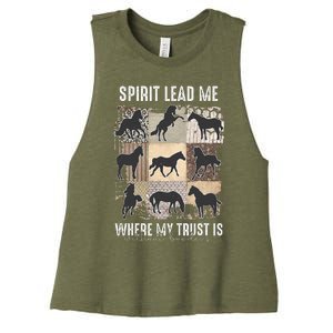 Horse Spirit Lead Me Where My Trust Is Without Borders Women's Racerback Cropped Tank