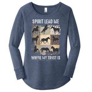 Horse Spirit Lead Me Where My Trust Is Without Borders Women's Perfect Tri Tunic Long Sleeve Shirt