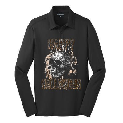 Halloween Skull Lightning Silk Touch Performance Long Sleeve Polo